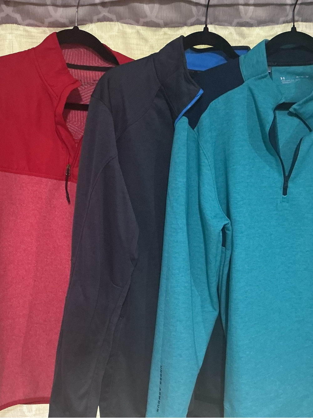 Under Armour Men’s Teal, Black & Red Quarter-Zip Pullovers (3 Pack Style)